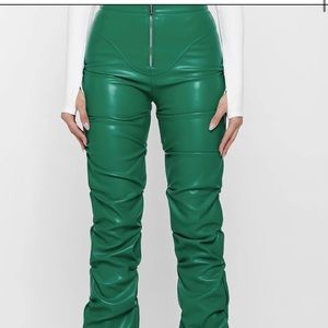 Kelly Green MDV Stacked leather pants
